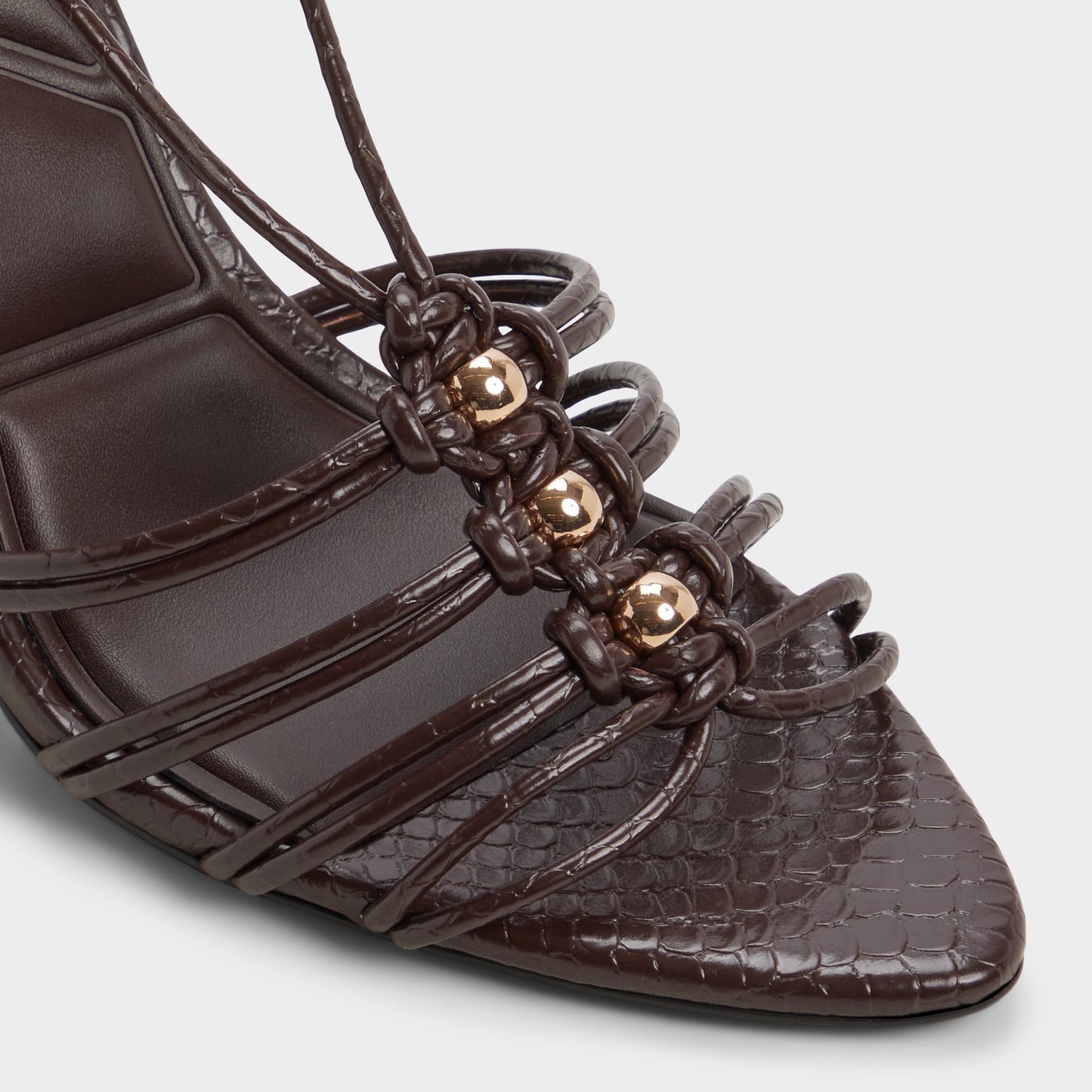 Curacao in Dark Brown - Strappy heeled sandal, Stiletto heel Aldo Dark brown