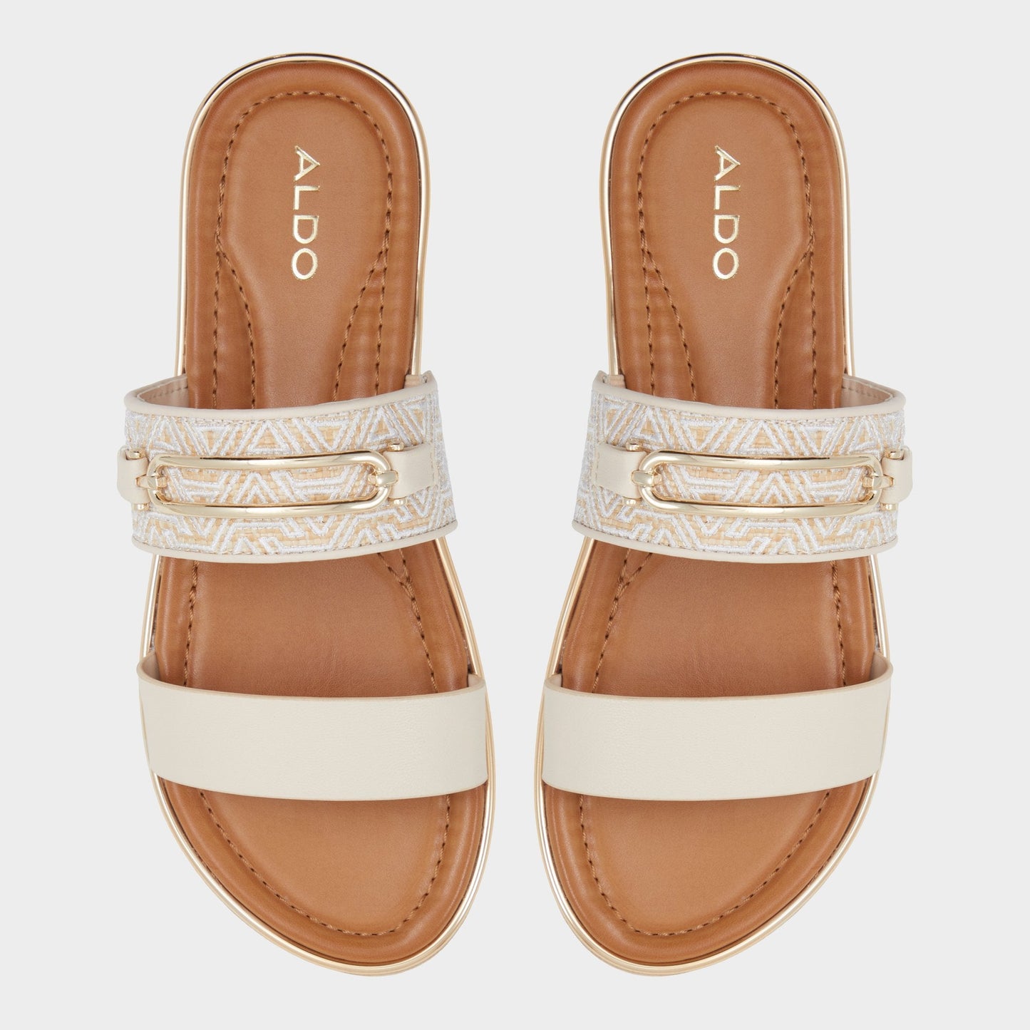 Lagoon Other Beige Synthetic Print Women's Footbed sandals - Slide sandal, Footbed sandal Aldo Other beige