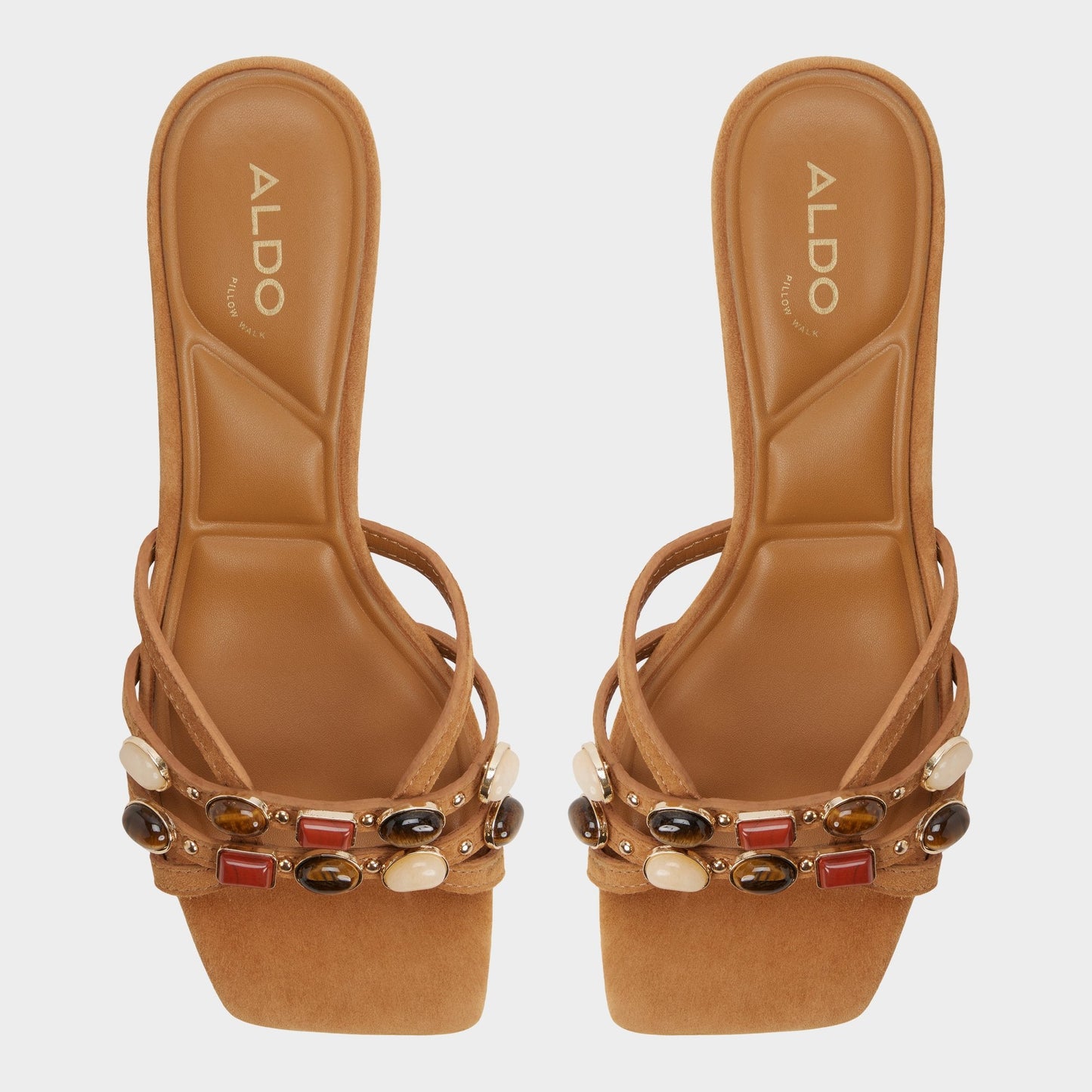 Jemstone in Medium Brown - Strappy heeled sandal, Block heel Aldo Medium brown