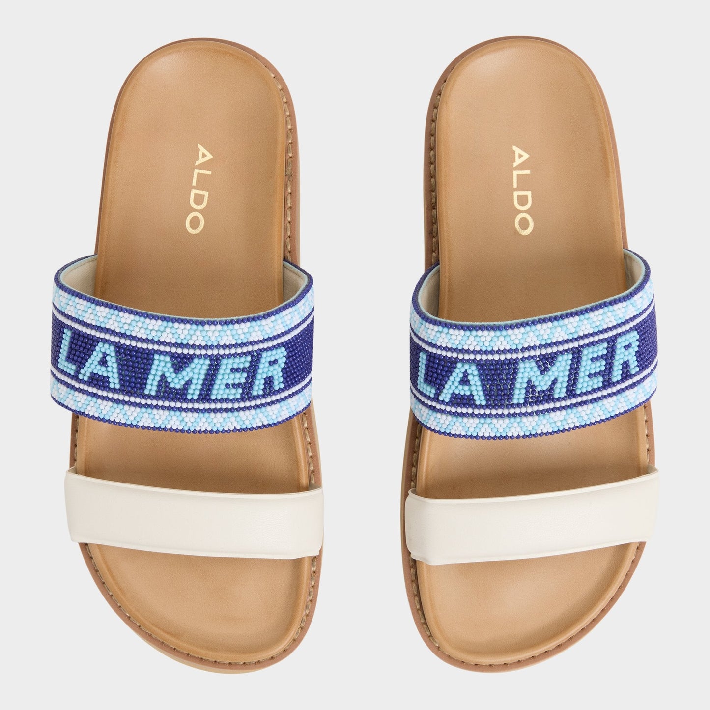 Beachvacay White/Blue Women's Footbed sandals - Slide sandal, Footbed sandal Aldo White/Blue