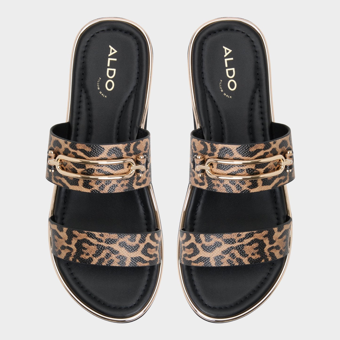 Lagoon Brown Multi Women's Flats - Strappy flat sandal, Footbed sandal Aldo Brown Multi