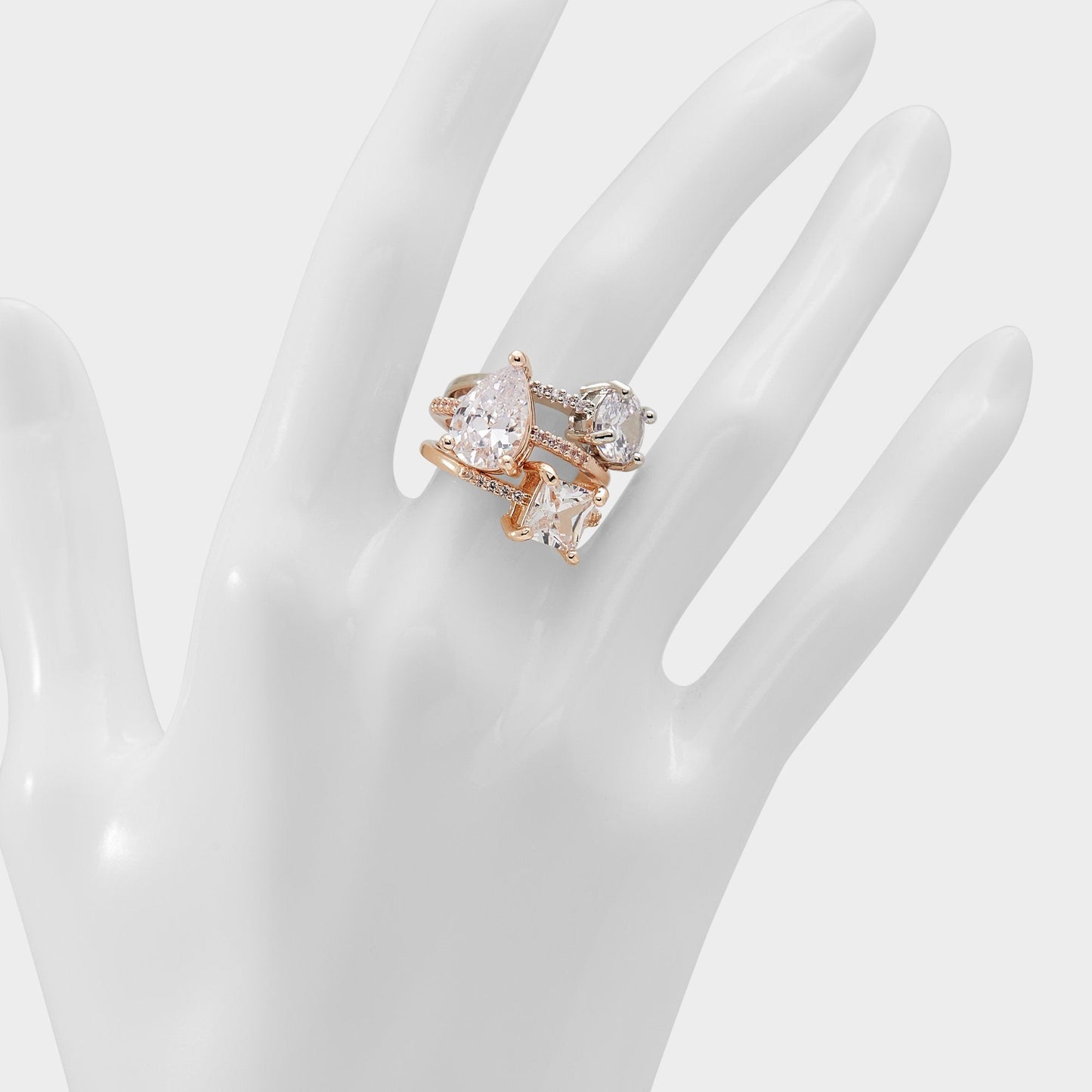 Alabridar Metallic Multi Women's Cubic Zirconia - Stackable rings Aldo Metallic Multi