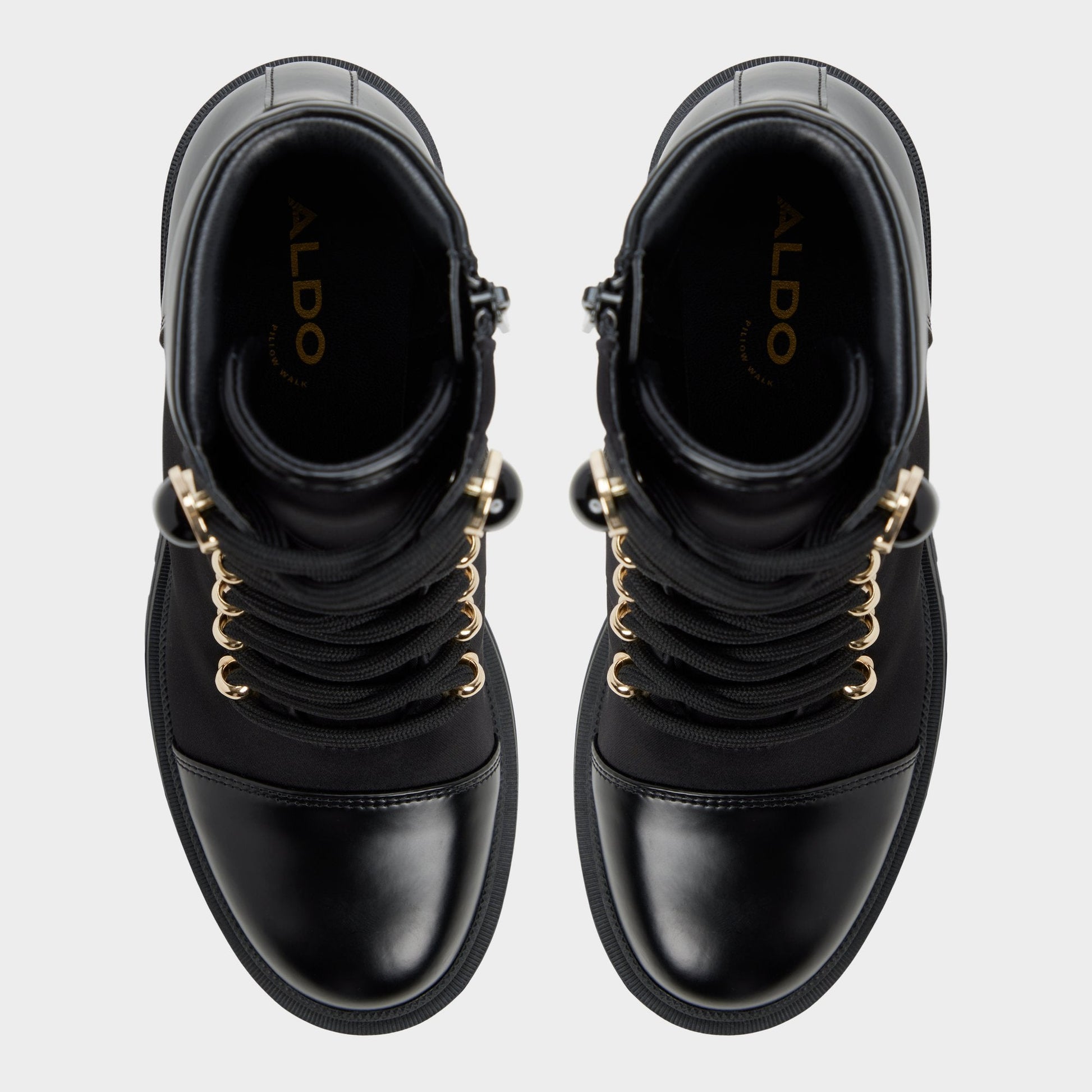 Mariettia in Black - Lace-up boot, Lug sole Aldo Black
