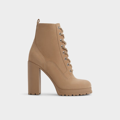 Rebelliously in Medium Beige - Combat ankle boot, Lug sole Aldo Medium Beige