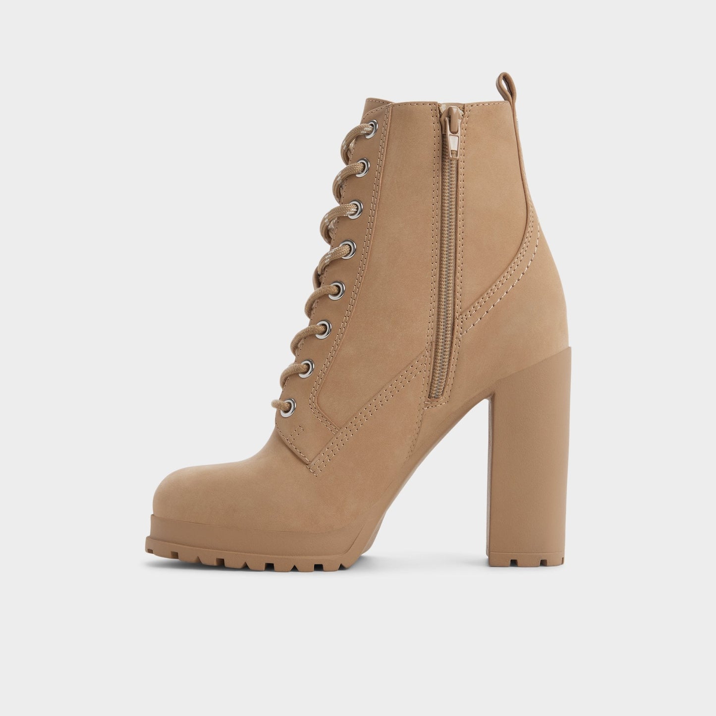 Rebelliously in Medium Beige - Combat ankle boot, Lug sole Aldo Medium Beige