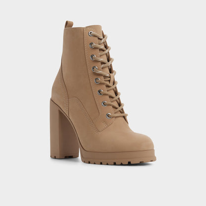 Rebelliously in Medium Beige - Combat ankle boot, Lug sole Aldo Medium Beige