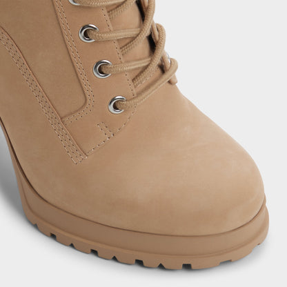 Rebelliously in Medium Beige - Combat ankle boot, Lug sole Aldo Medium Beige