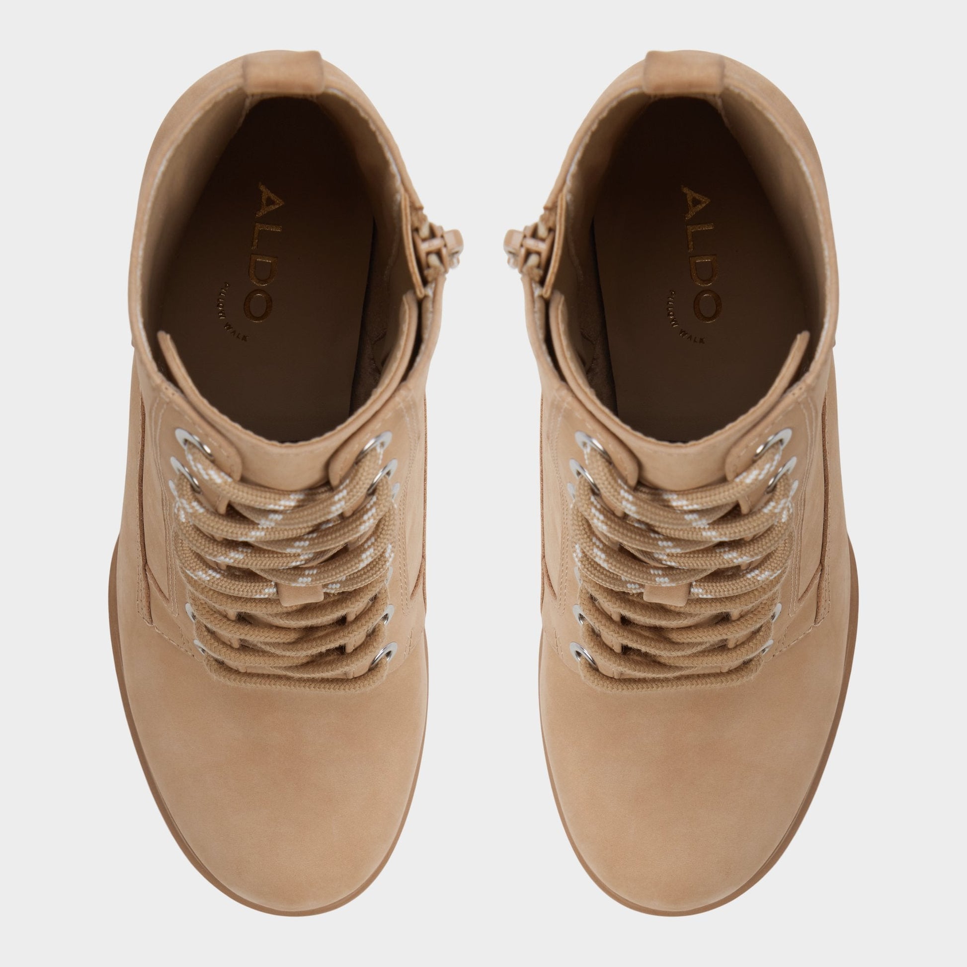 Rebelliously in Medium Beige - Combat ankle boot, Lug sole Aldo Medium Beige