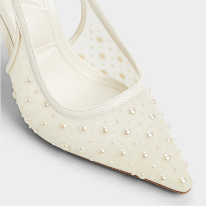 Pearlescent Other White Textile Mesh Women's Slingbacks - Slingback heel Aldo Other White