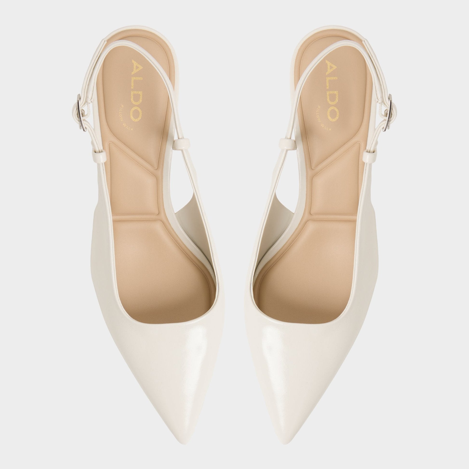 Adan in White Bone - Slingback heel, Kitten heel Aldo White/bone