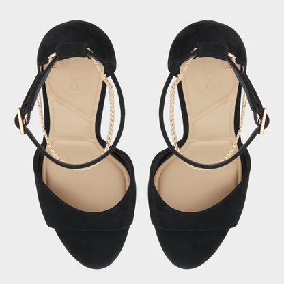 Afumeth Black Overflow Women's Platform sandals - Strappy heeled sandal, Stiletto platform Aldo Black overflow
