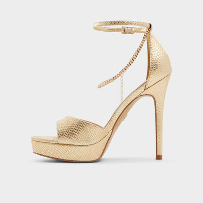 Afumeth Gold Women's Platform sandals - Strappy heeled sandal, Stiletto platform Aldo Gold