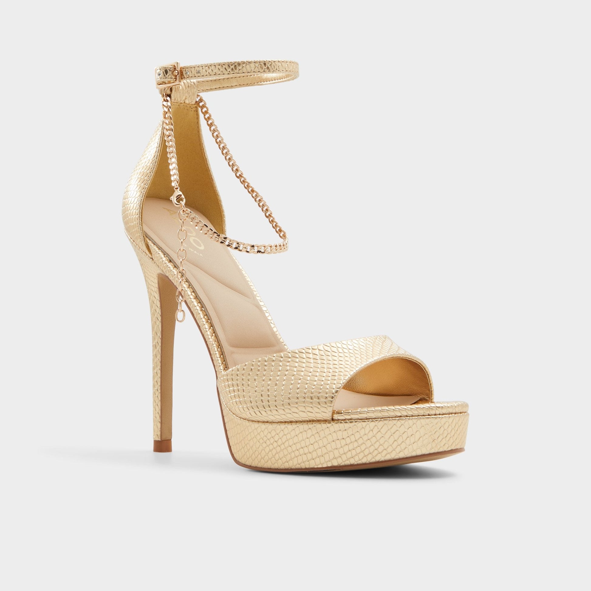 Afumeth Gold Women's Platform sandals - Strappy heeled sandal, Stiletto platform Aldo Gold