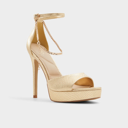 Afumeth Gold Women's Platform sandals - Strappy heeled sandal, Stiletto platform Aldo Gold
