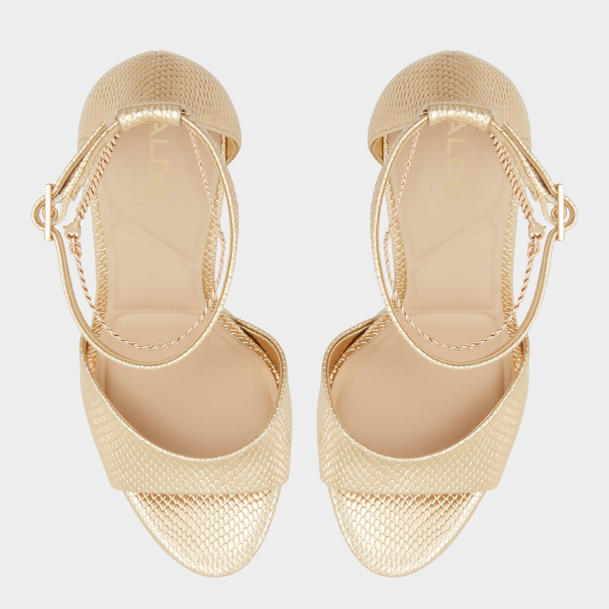 Afumeth Gold Women's Platform sandals - Strappy heeled sandal, Stiletto platform Aldo Gold