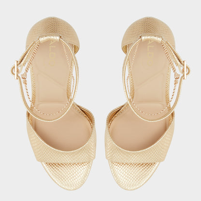 Afumeth Gold Women's Platform sandals - Strappy heeled sandal, Stiletto platform Aldo Gold