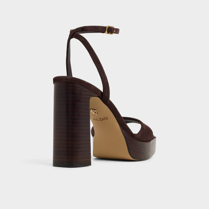 Lothon Dark Brown Women's Platform sandals - Strappy heeled sandal, Platform Aldo Dark brown