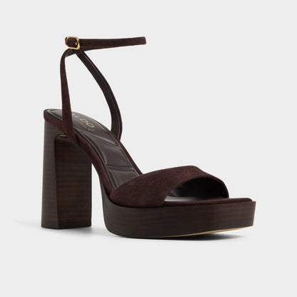 Lothon Dark Brown Women's Platform sandals - Strappy heeled sandal, Platform Aldo Dark brown
