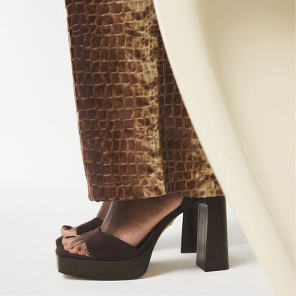 Lothon Dark Brown Women's Platform sandals - Strappy heeled sandal, Platform Aldo Dark brown