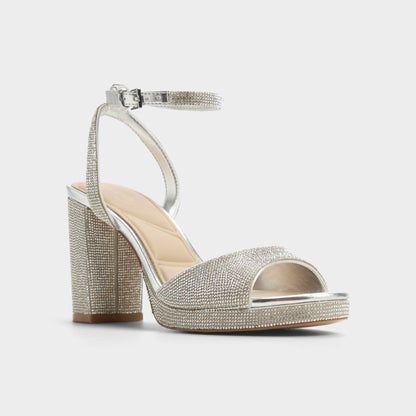 Alluring Silver Women's Iridescent metallics - Strappy heeled sandal, Platform Aldo Silver