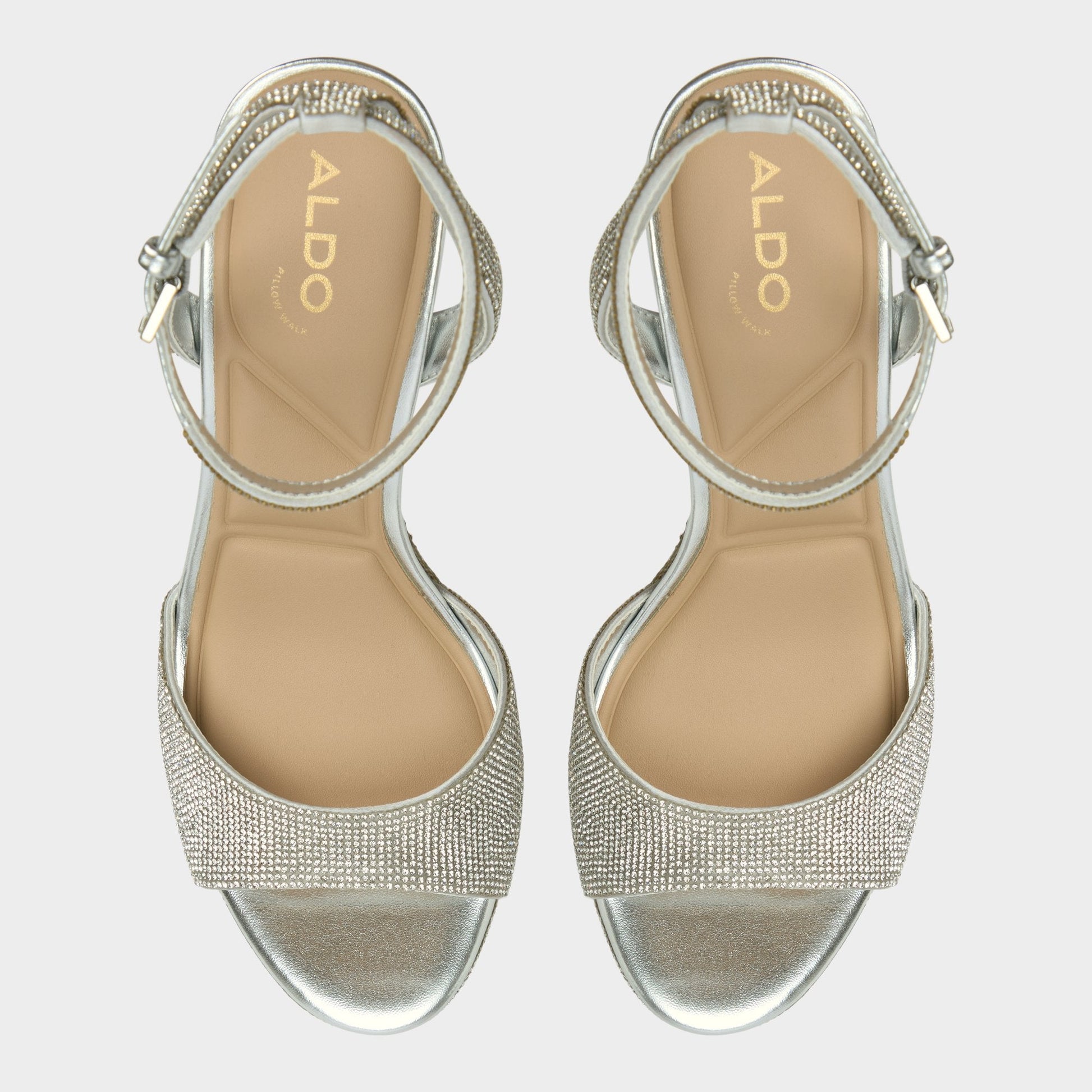 Alluring Silver Women's Iridescent metallics - Strappy heeled sandal, Platform Aldo Silver