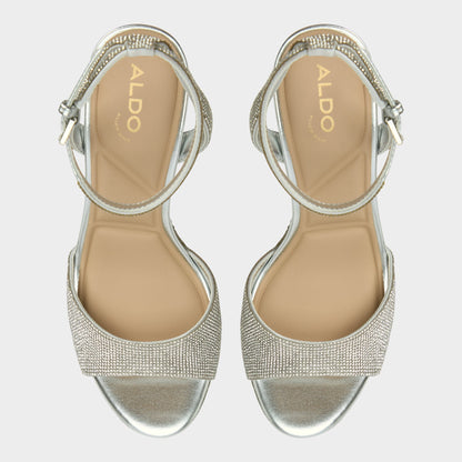 Alluring Silver Women's Iridescent metallics - Strappy heeled sandal, Platform Aldo Silver
