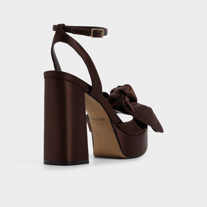 Luscious in Dark Brown - Strappy heeled sandal, Platform Aldo Dark brown