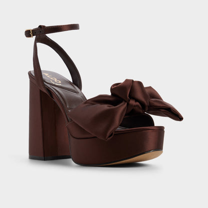 Luscious in Dark Brown - Strappy heeled sandal, Platform Aldo Dark brown