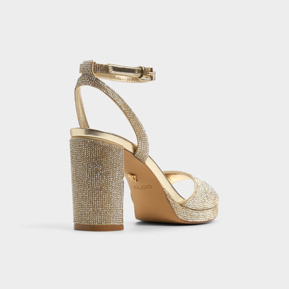 Alluring Champagne Women's Strappy sandals - Strappy heeled sandal, Platform Aldo Champagne