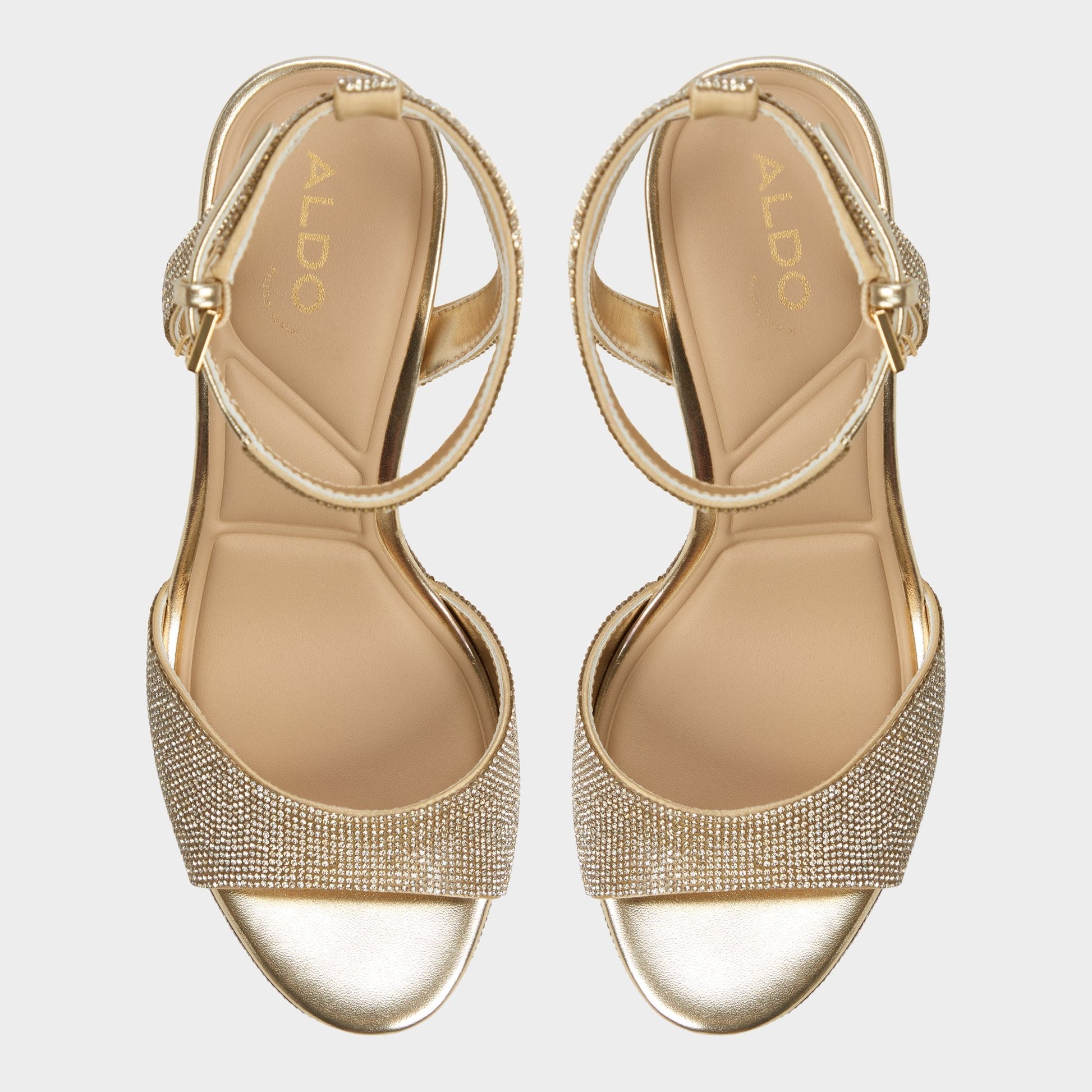 Alluring Champagne Women's Strappy sandals - Strappy heeled sandal, Platform Aldo Champagne