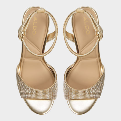 Alluring Champagne Women's Strappy sandals - Strappy heeled sandal, Platform Aldo Champagne