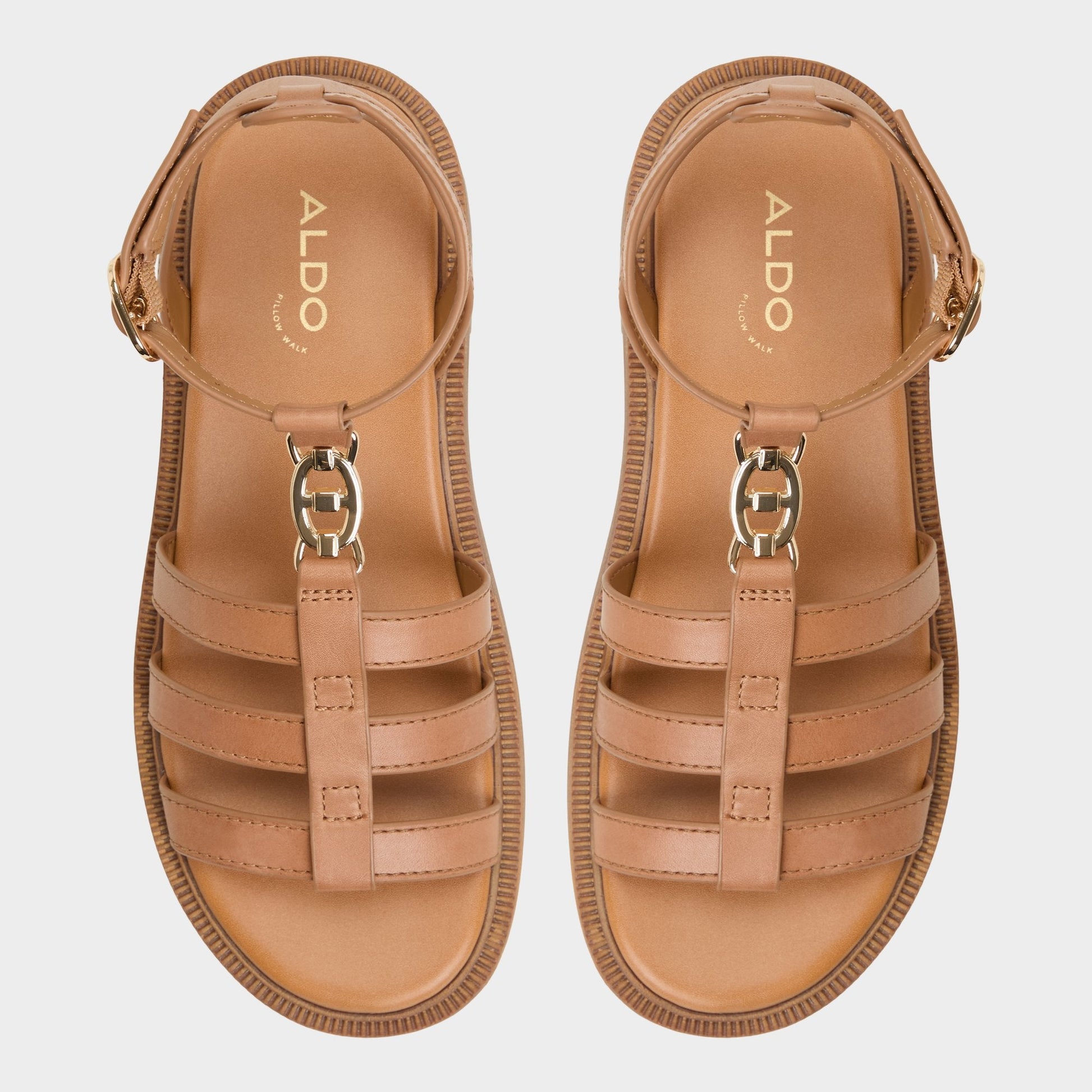 Lamington Medium Brown Women's Strappy sandals - Gladiator sandal, Lug sole Aldo Medium Brown