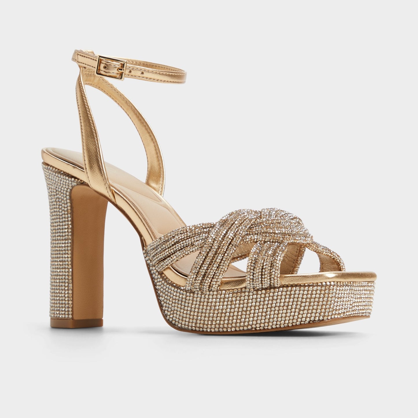 Shimma Gold Women's Iridescent metallics - Strappy heeled sandal, Platform Aldo Gold