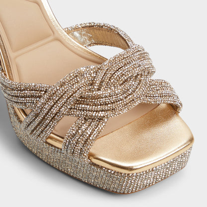 Shimma Gold Women's Iridescent metallics - Strappy heeled sandal, Platform Aldo Gold