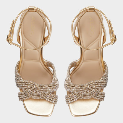 Shimma Gold Women's Iridescent metallics - Strappy heeled sandal, Platform Aldo Gold