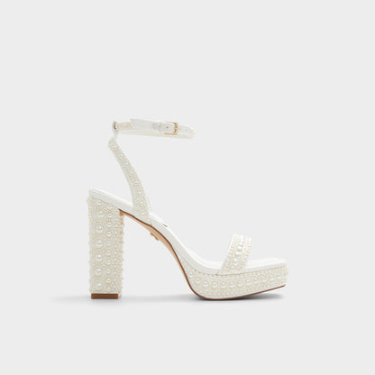 Lulu White Women's Strappy sandals - Strappy heeled sandal, Block heel Aldo White