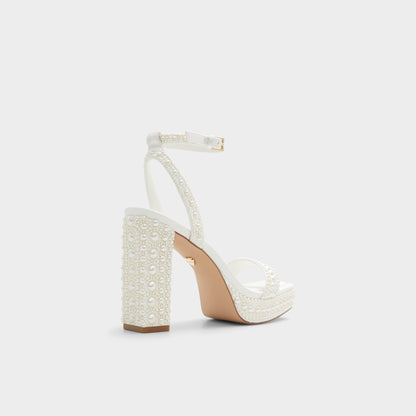 Lulu White Women's Strappy sandals - Strappy heeled sandal, Block heel Aldo White