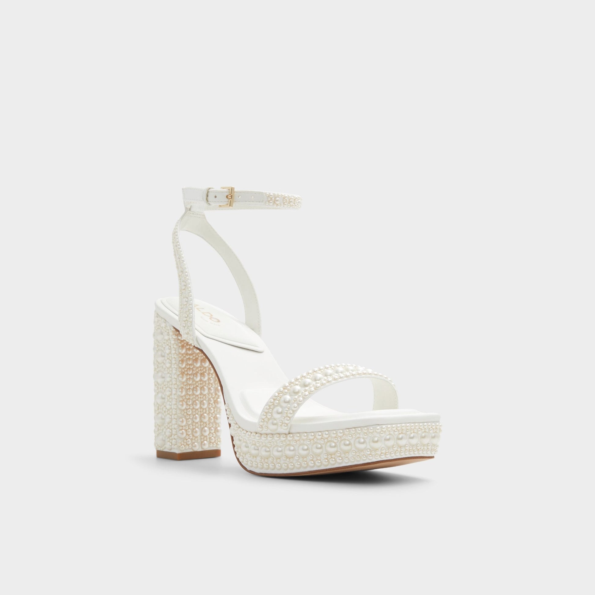 Lulu White Women's Strappy sandals - Strappy heeled sandal, Block heel Aldo White