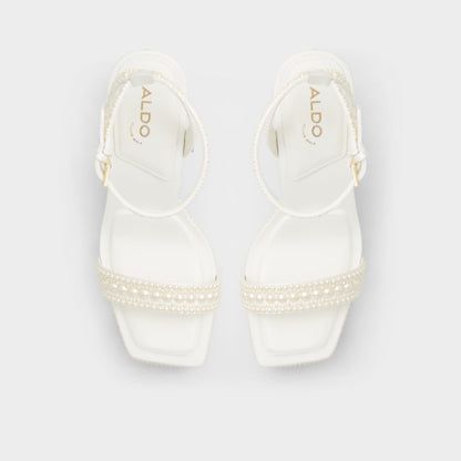 Lulu White Women's Strappy sandals - Strappy heeled sandal, Block heel Aldo White