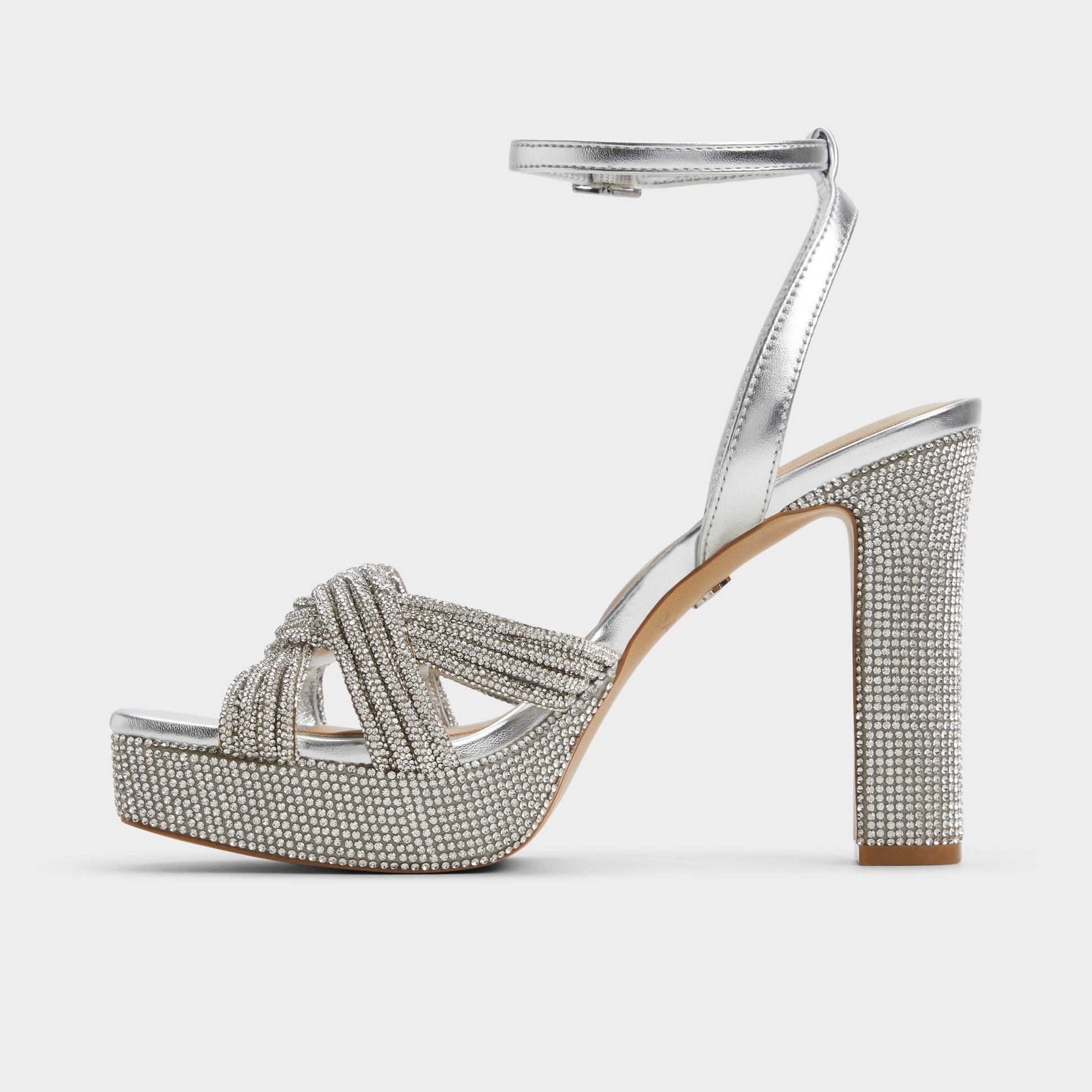 Shimma Silver Women's Iridescent metallics - Strappy heeled sandal, Platform Aldo Silver