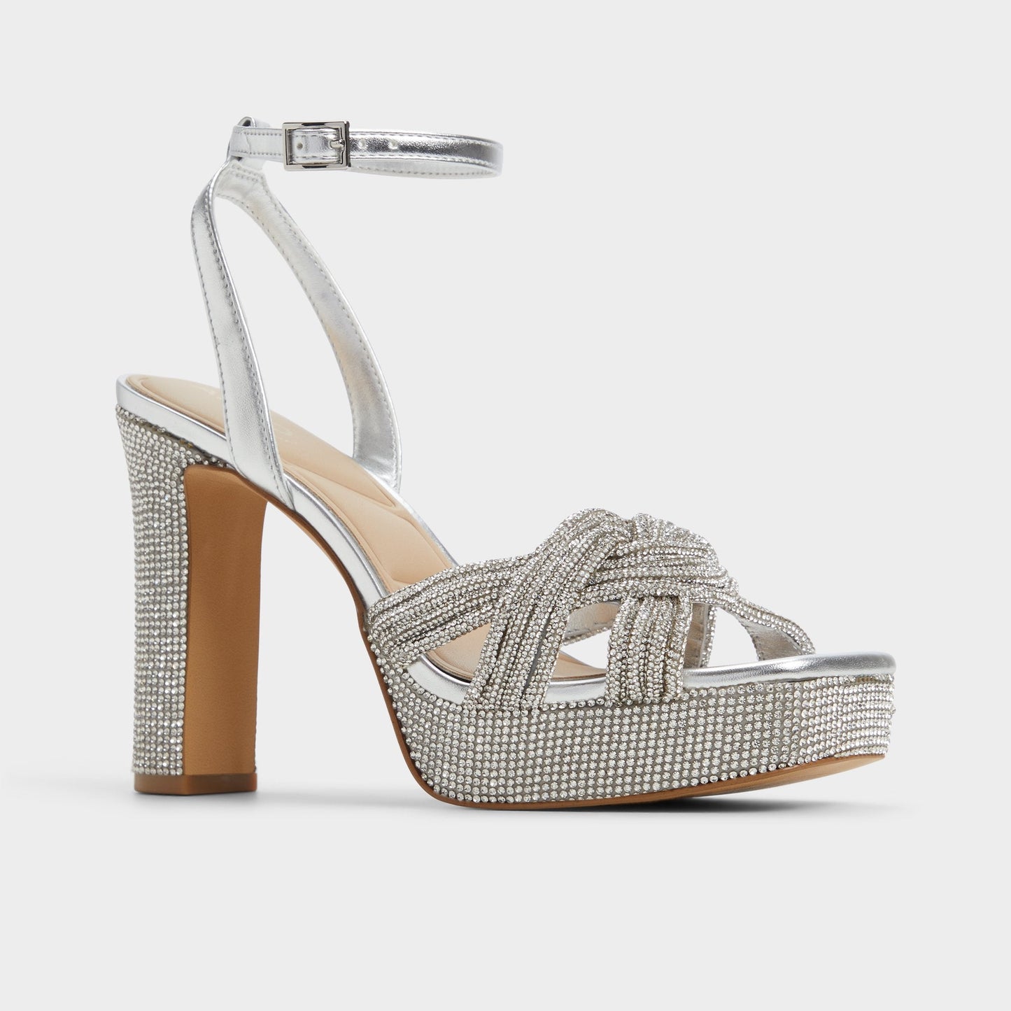 Shimma Silver Women's Iridescent metallics - Strappy heeled sandal, Platform Aldo Silver
