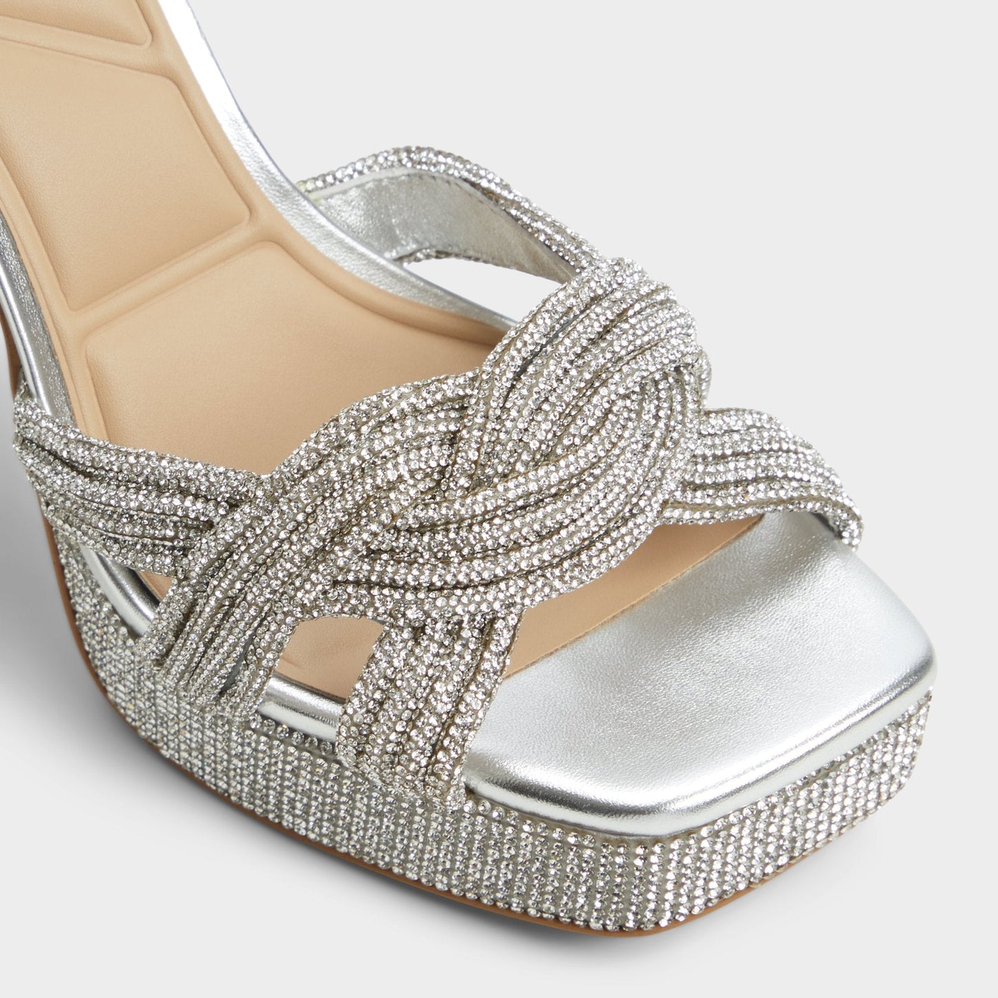 Shimma Silver Women's Iridescent metallics - Strappy heeled sandal, Platform Aldo Silver