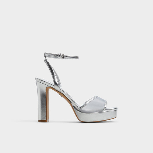 Chicglimmer Silver Women's Platform sandals - Strappy heeled sandal, Block heel Aldo Silver
