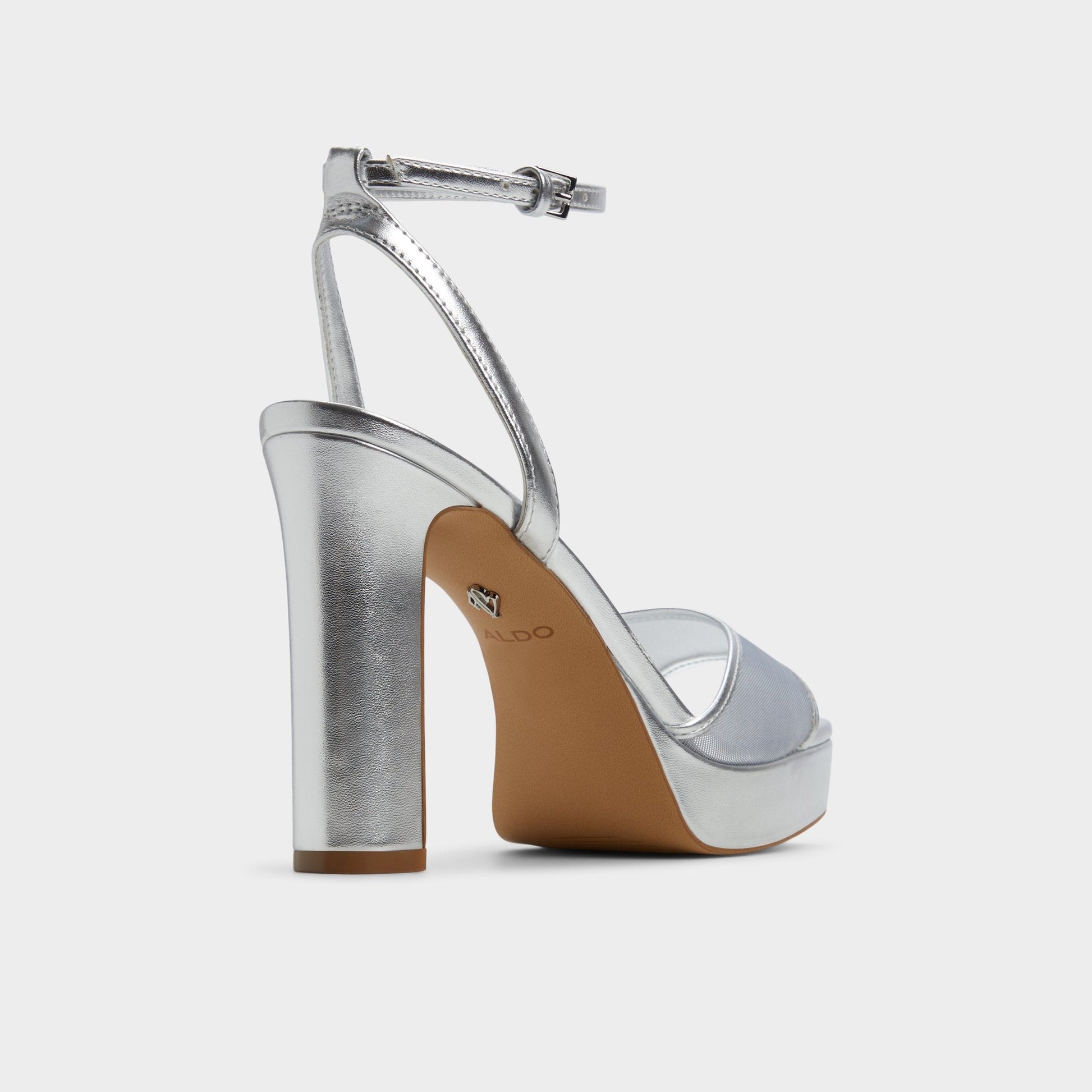 Chicglimmer Silver Women's Platform sandals - Strappy heeled sandal, Block heel Aldo Silver