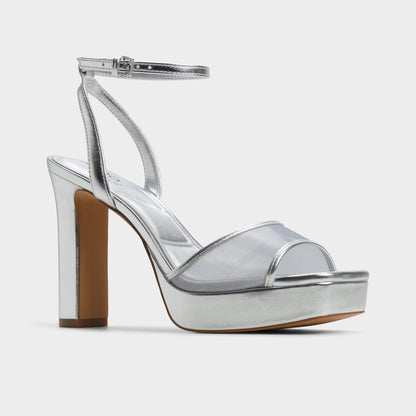 Chicglimmer Silver Women's Platform sandals - Strappy heeled sandal, Block heel Aldo Silver