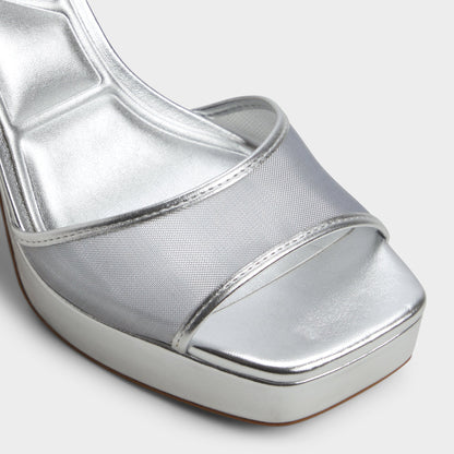 Chicglimmer Silver Women's Platform sandals - Strappy heeled sandal, Block heel Aldo Silver
