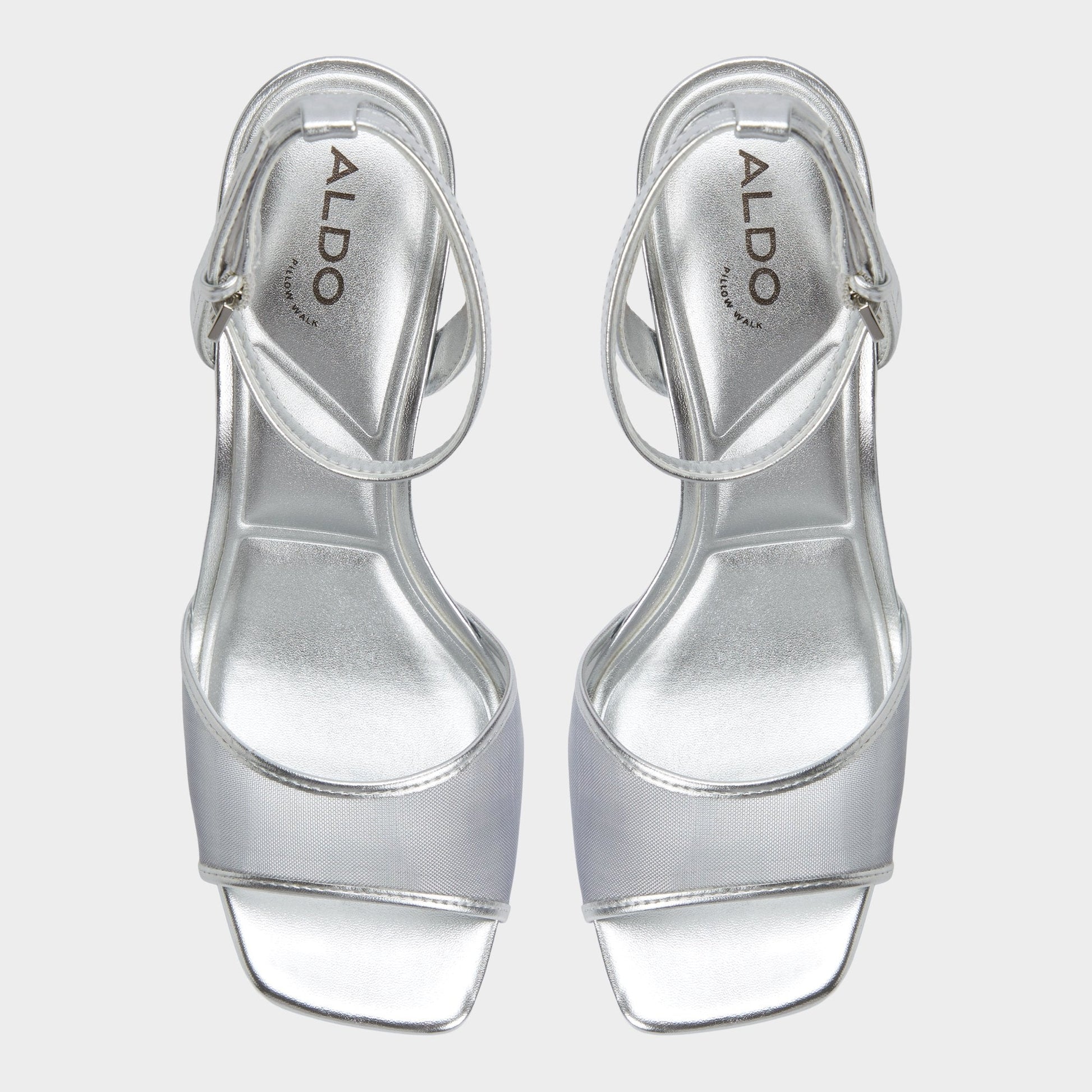 Chicglimmer Silver Women's Platform sandals - Strappy heeled sandal, Block heel Aldo Silver
