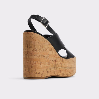 Sandcastle Black Women's Platform sandals - Strappy wedge sandal Aldo Black