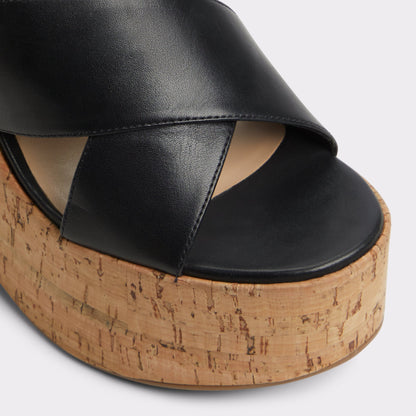 Sandcastle Black Women's Platform sandals - Strappy wedge sandal Aldo Black