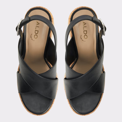 Sandcastle Black Women's Platform sandals - Strappy wedge sandal Aldo Black